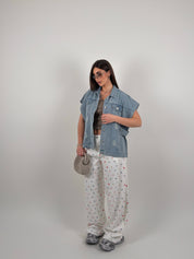 Jeans pois base bianca