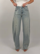 Jeans ballon con borchie laterali