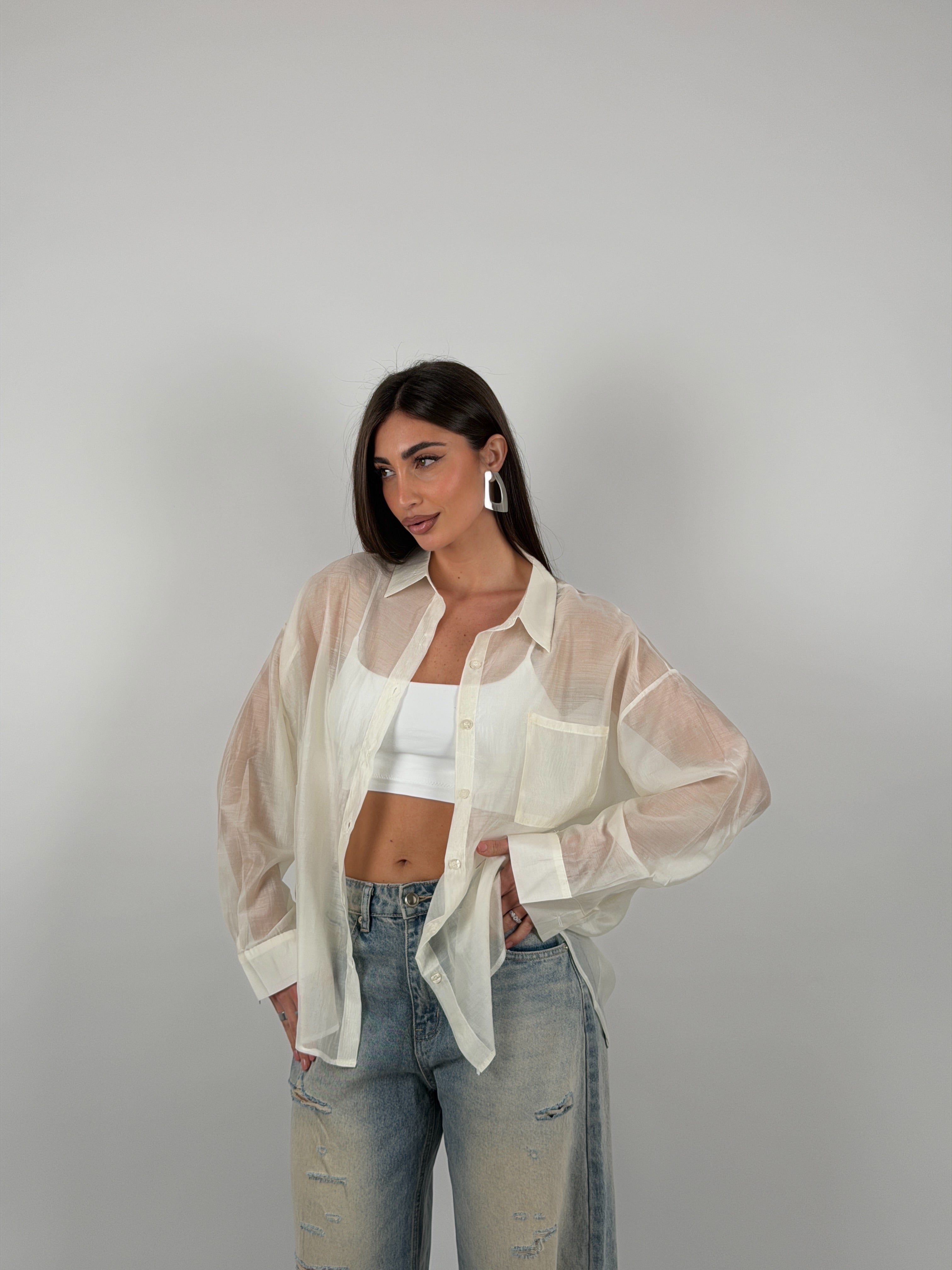 Camicia semivelata oversize