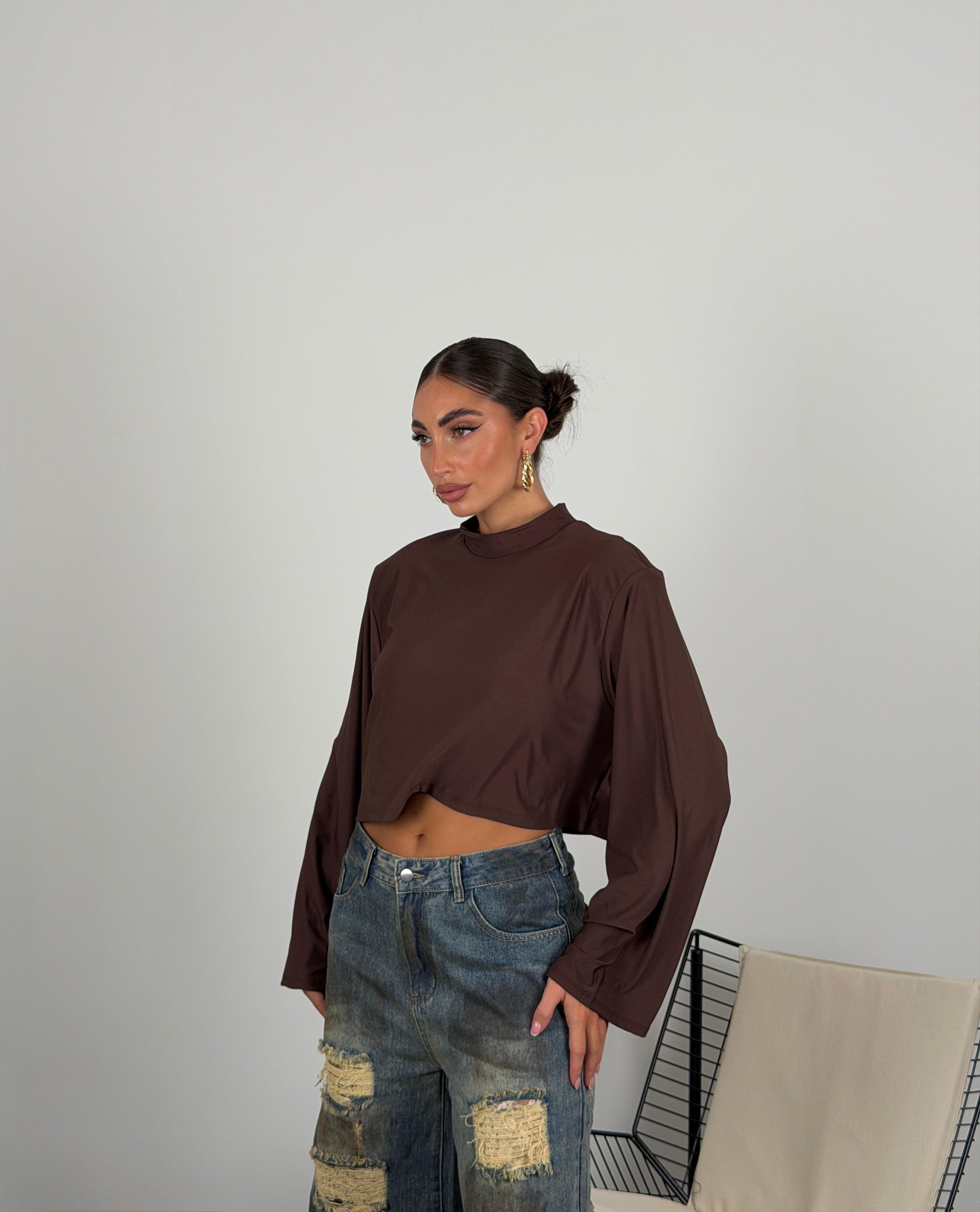 Maglia semplice crop in lycra
