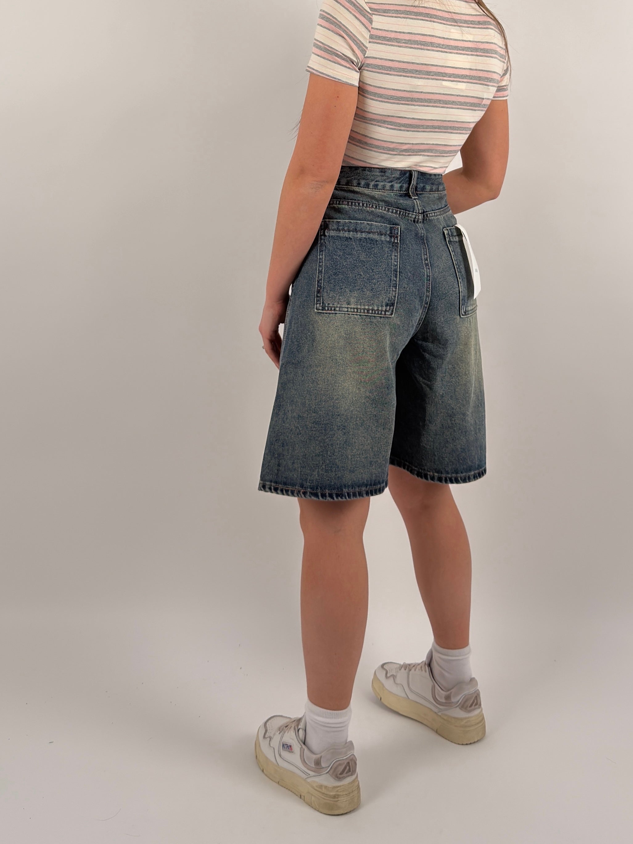 Jorts in denim sabbiato