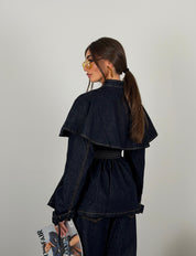 Giacca modello trench in denim scuro