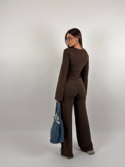 Completo in viscosa con maglia e bottoncino