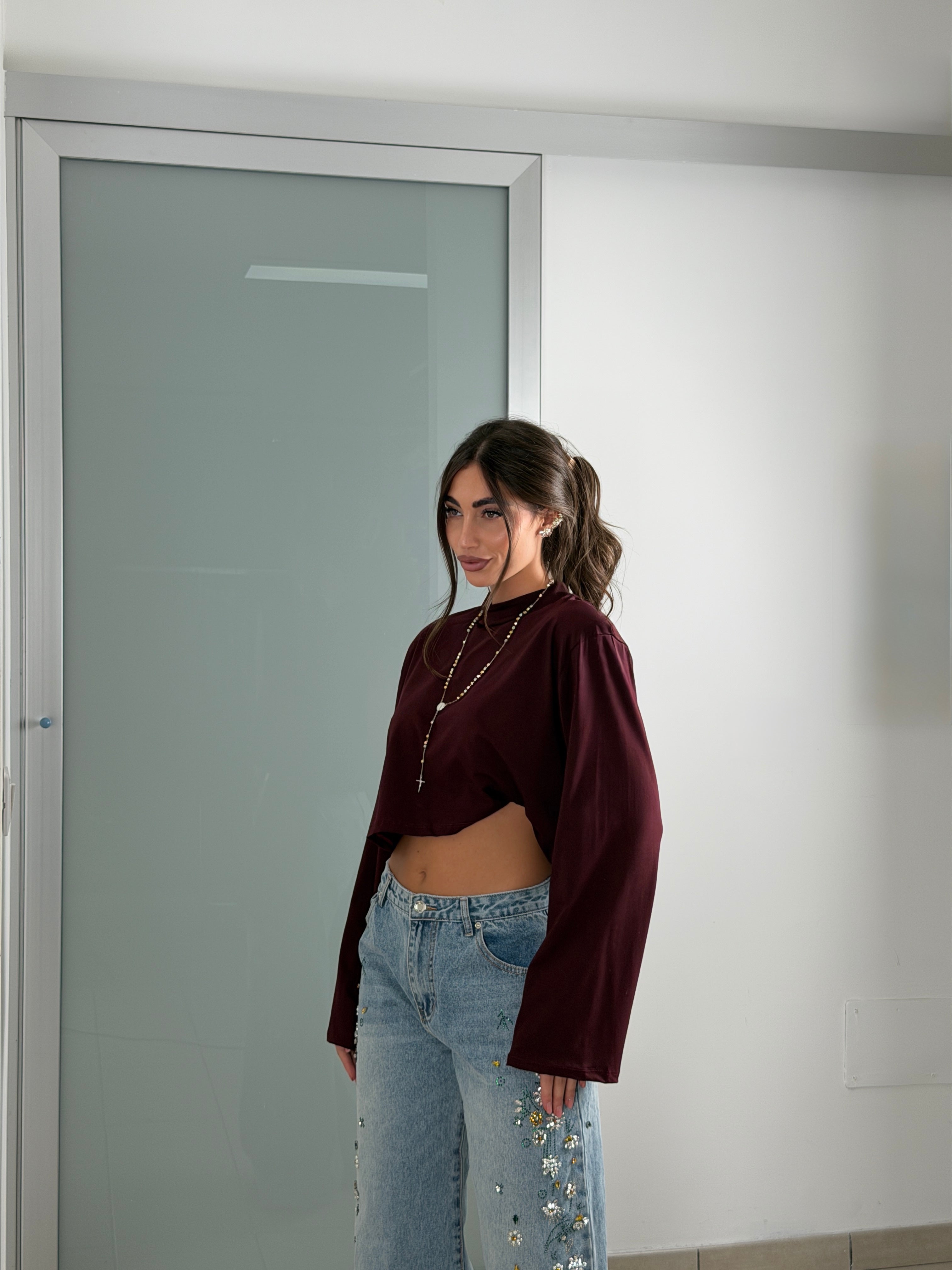 Longsleeve cotone crop