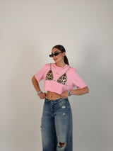 Maglia crop con stampa