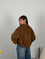 Giacca in camoscio modello bomber