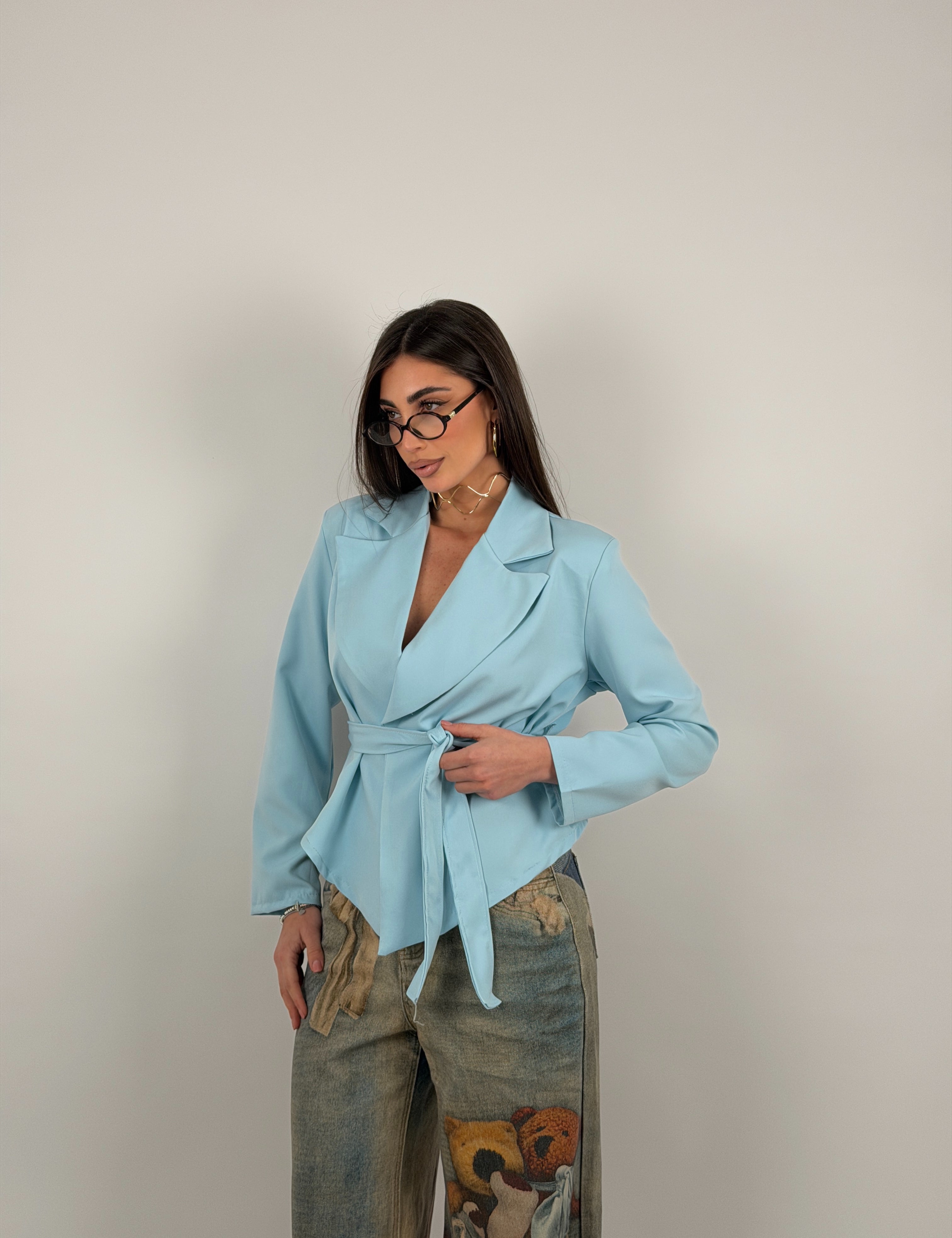 Giacca in cotone, cintura in vita