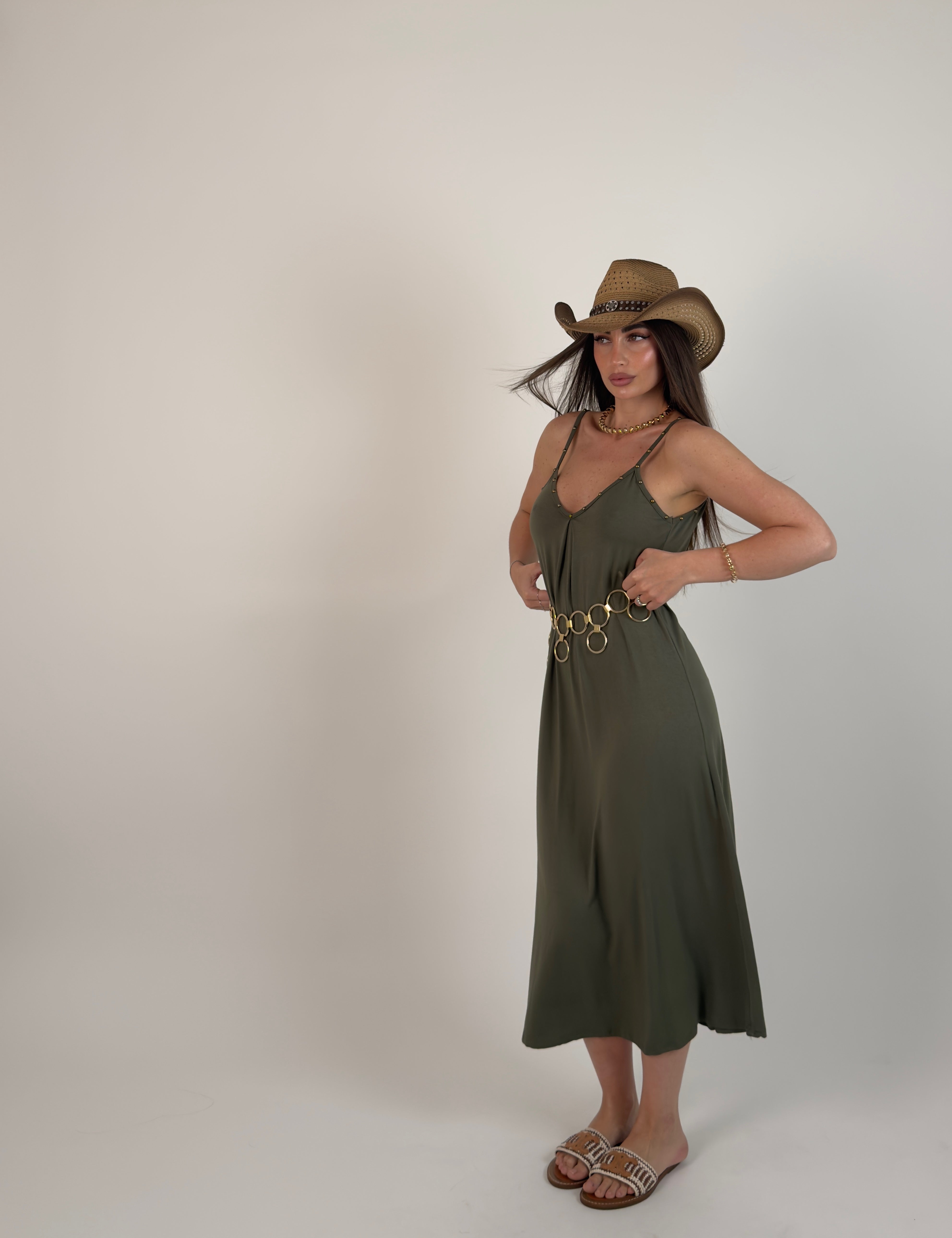Vestito borchie gold