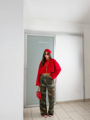 Jeans mimetico con risvolto