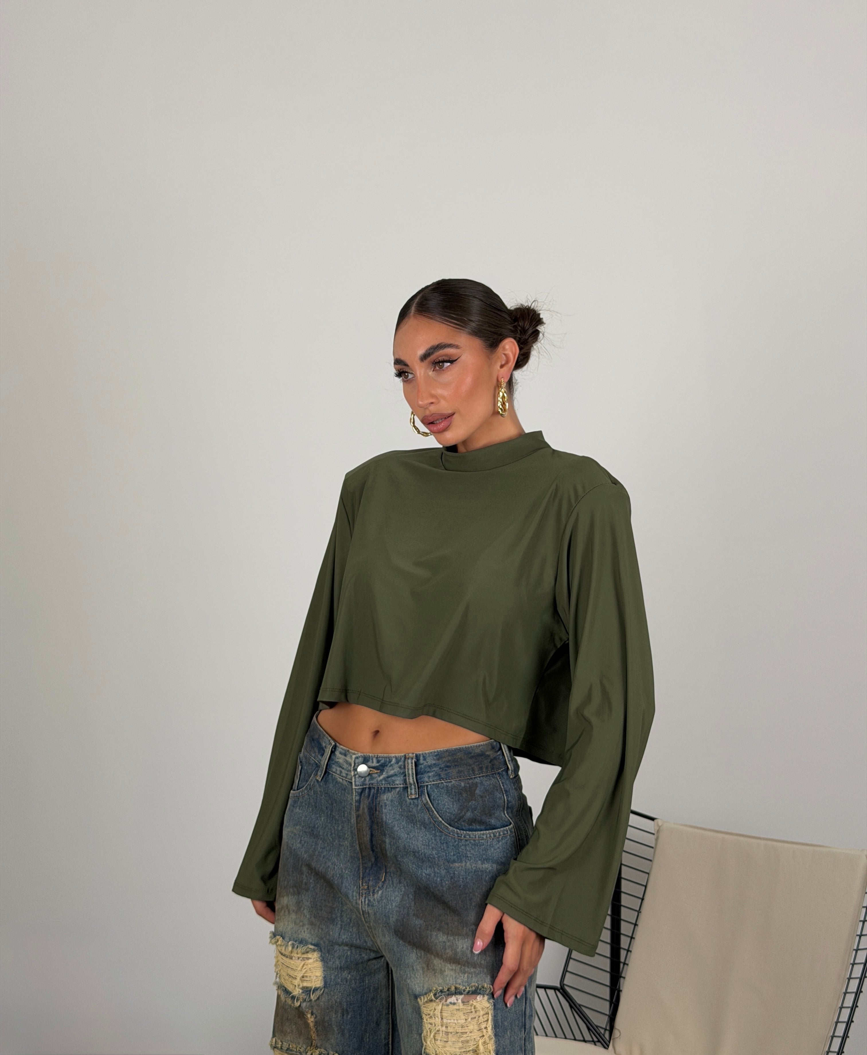 Maglia semplice crop in lycra