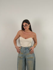 Top in lycra a fascia steccato