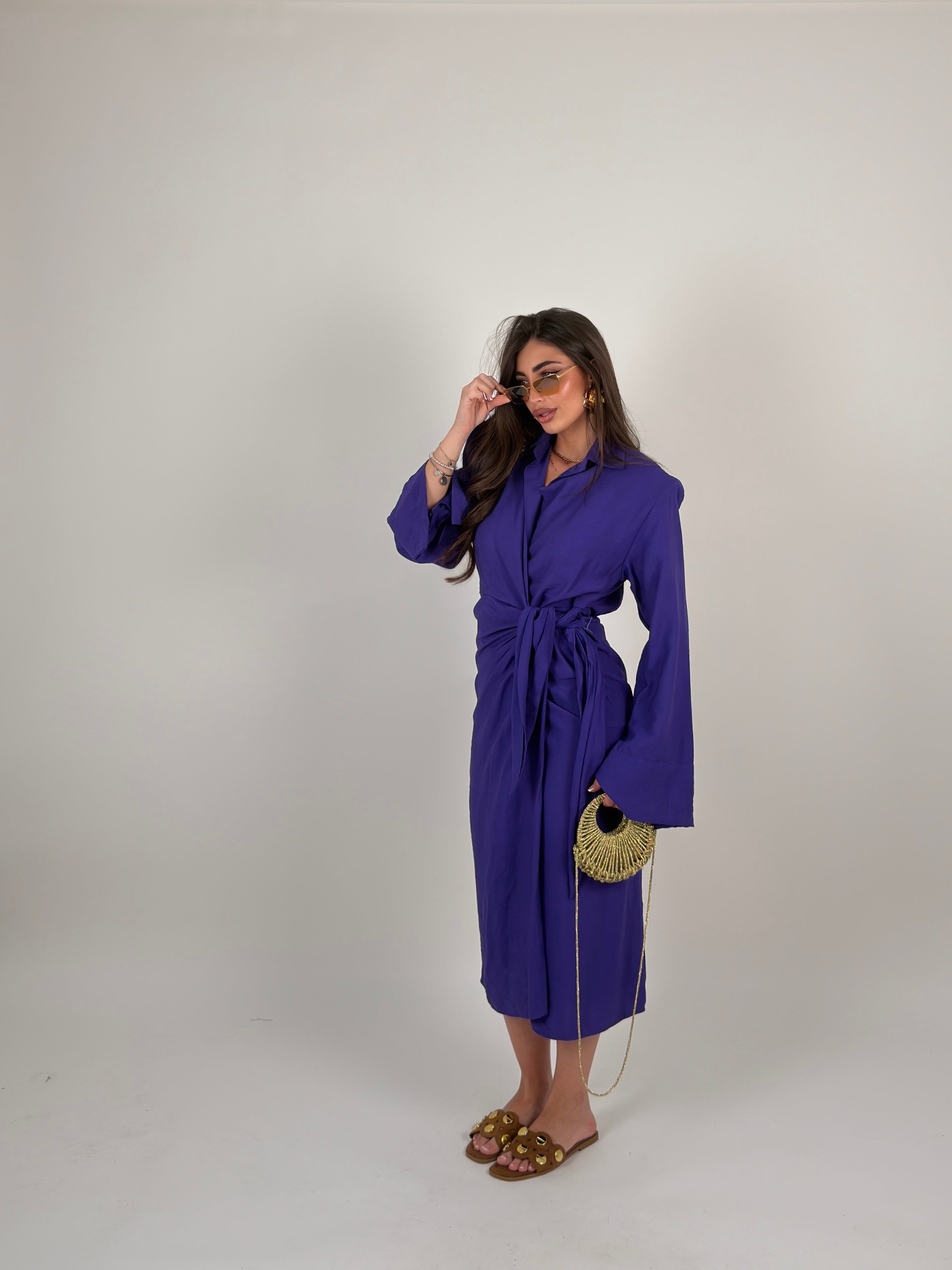 Vestito midi portafoglio semplice