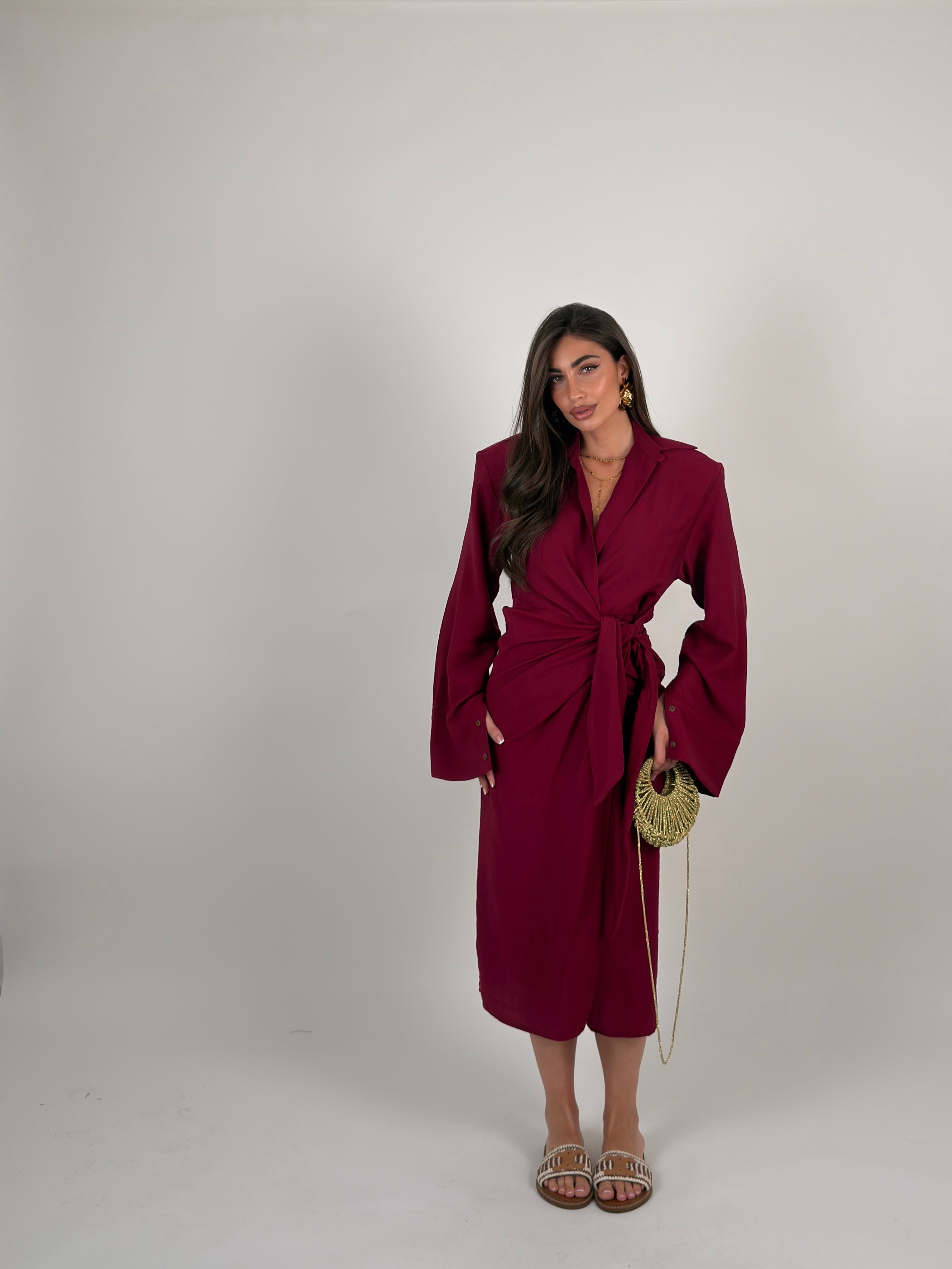 Vestito midi portafoglio semplice