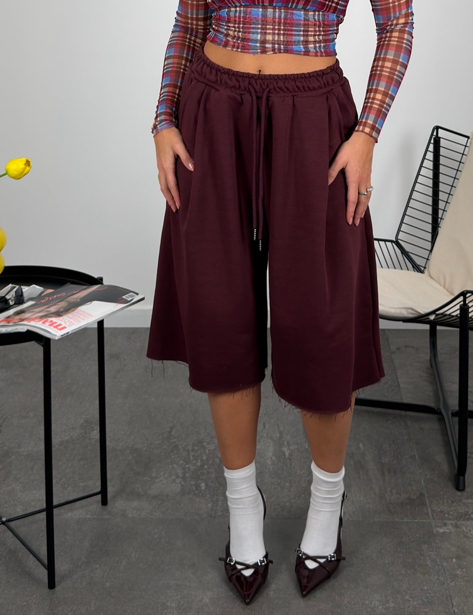 Jorts in felpa garzato