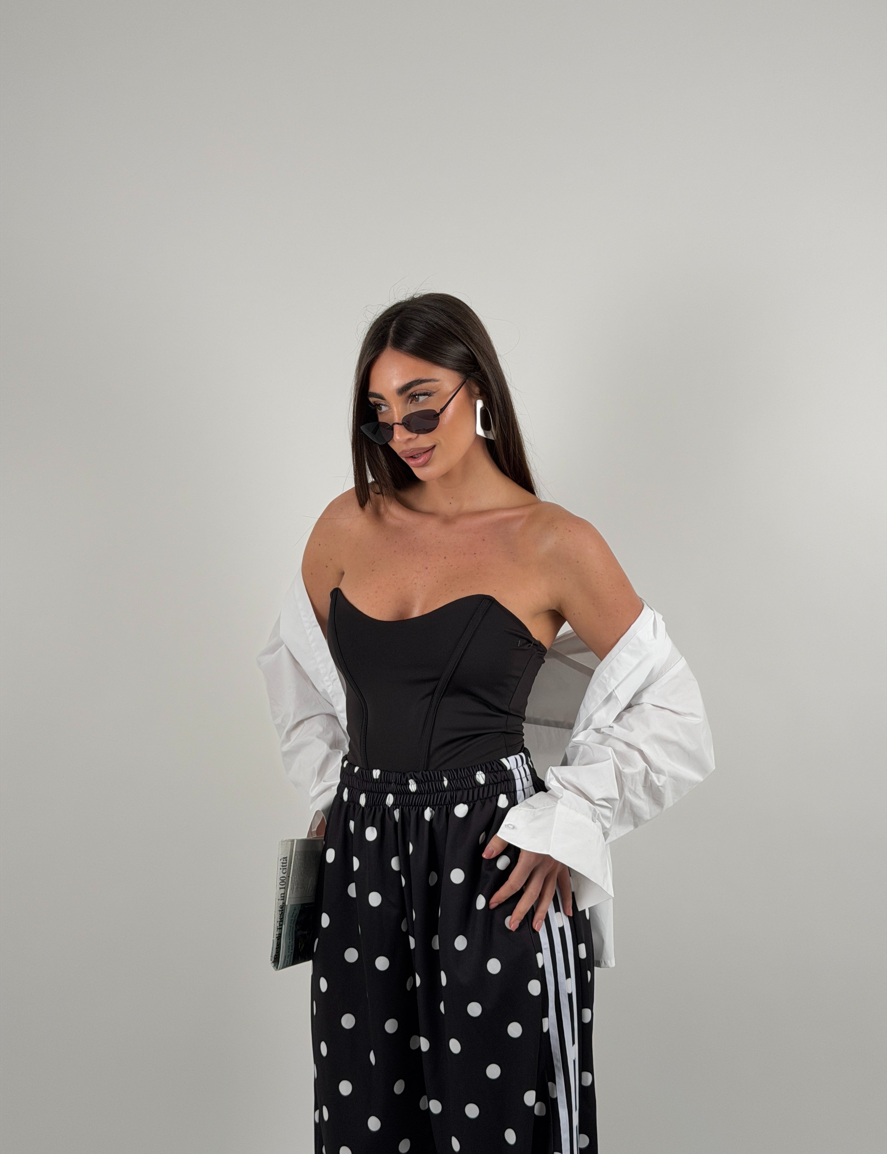 Top in lycra a fascia steccato