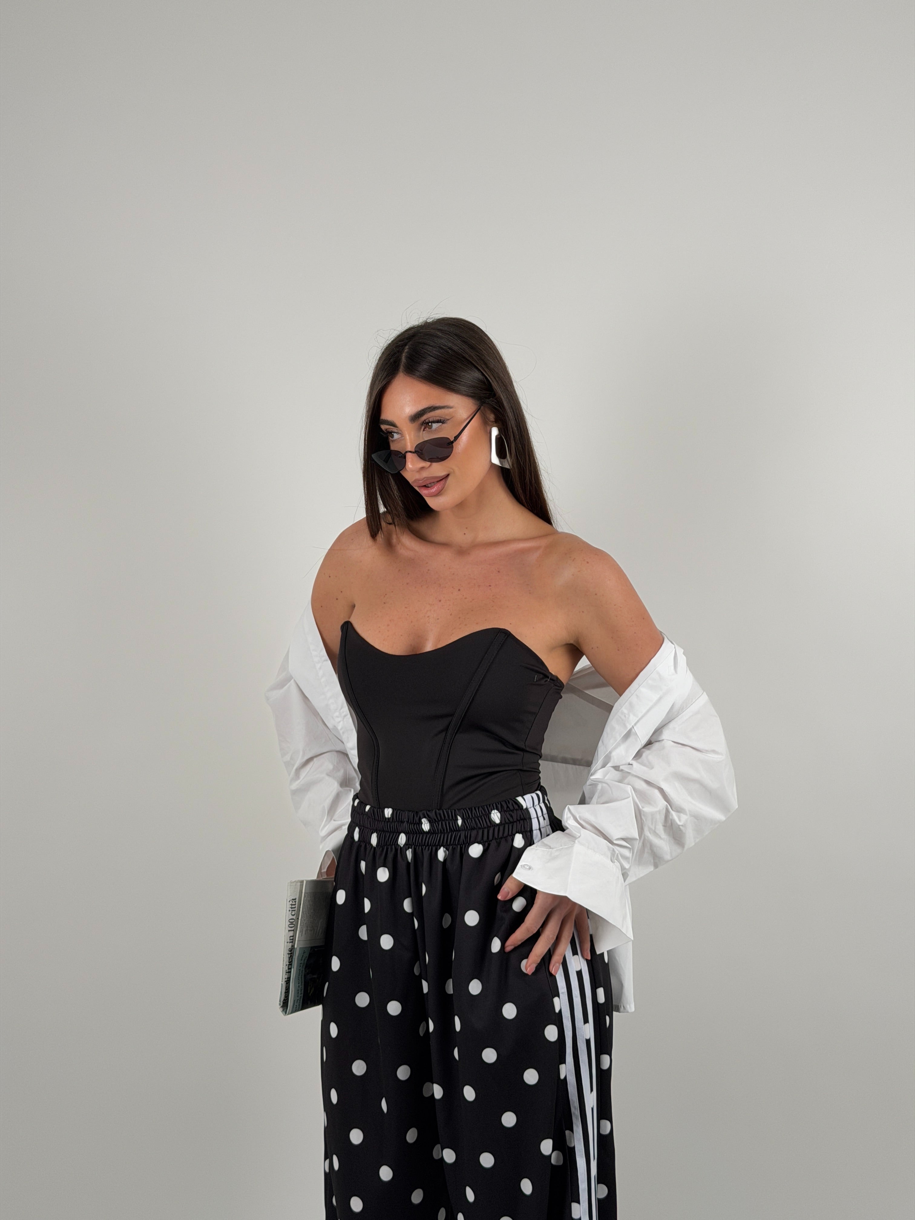 Top in lycra a fascia steccato
