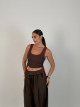 Top bicolor con laccetti