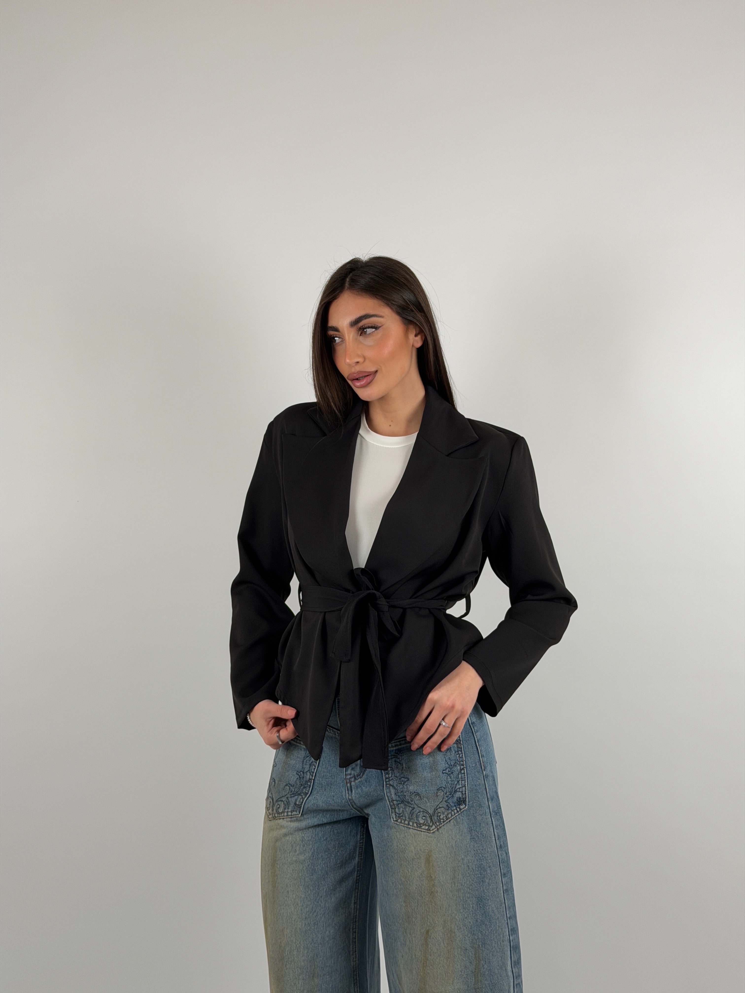 Giacca in cotone, cintura in vita