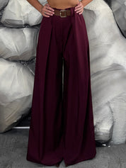 Pantalone con cintura in ecopelle