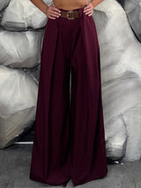 Pantalone con cintura in ecopelle