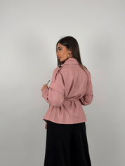 Giacca trench in ecopelle con cintura in vita