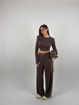 Completo a costine con spalline e bottoncini