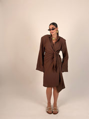 Vestito midi portafoglio semplice