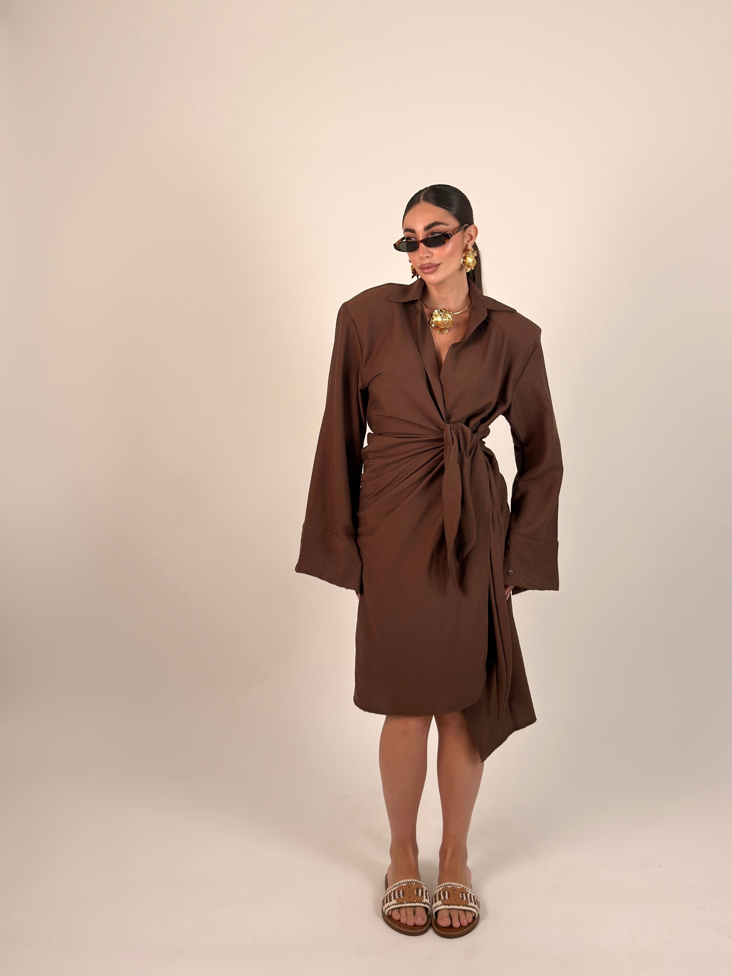 Vestito midi portafoglio semplice