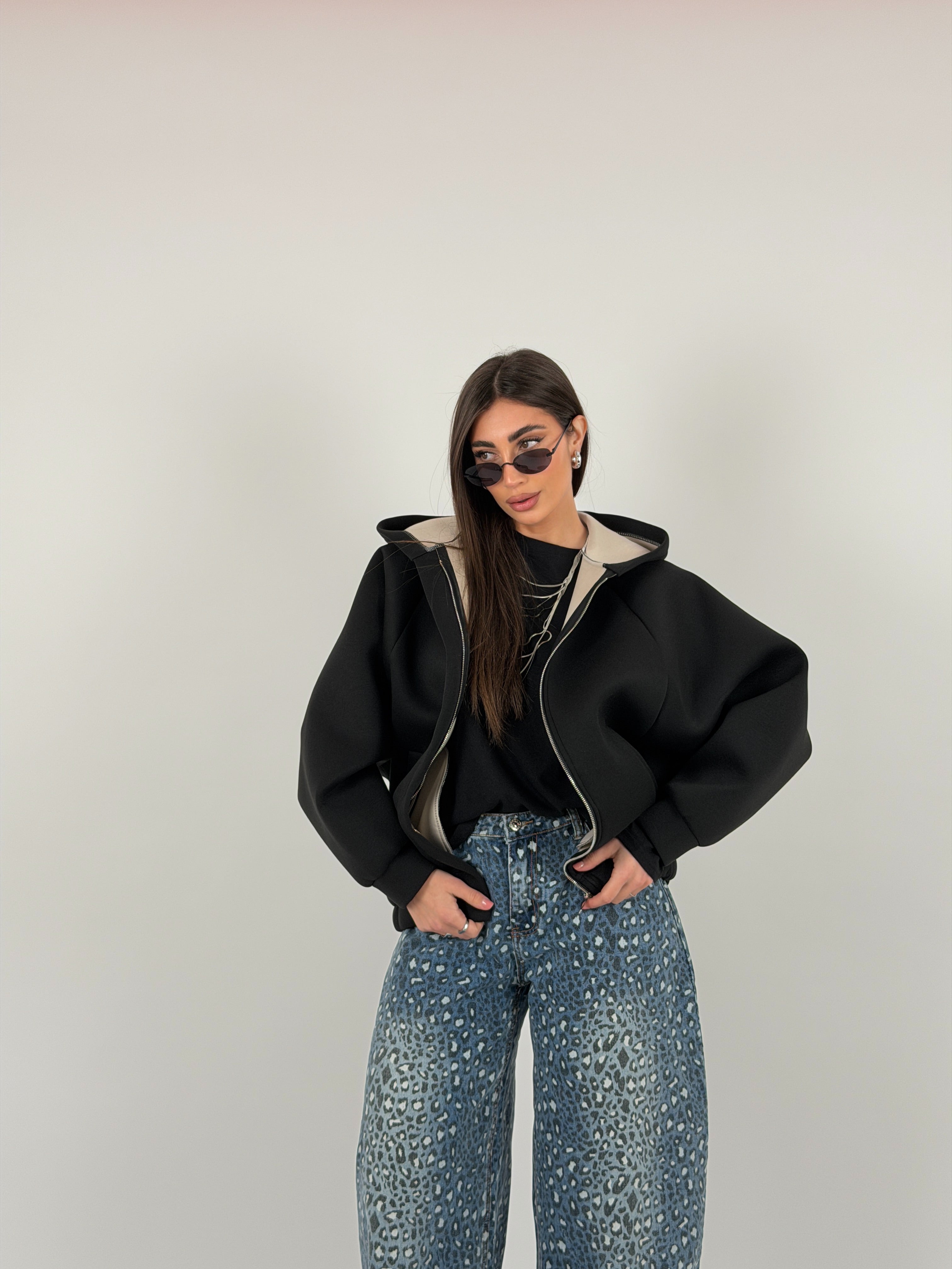 Felpa/Giacca oversize con chiusura lampo