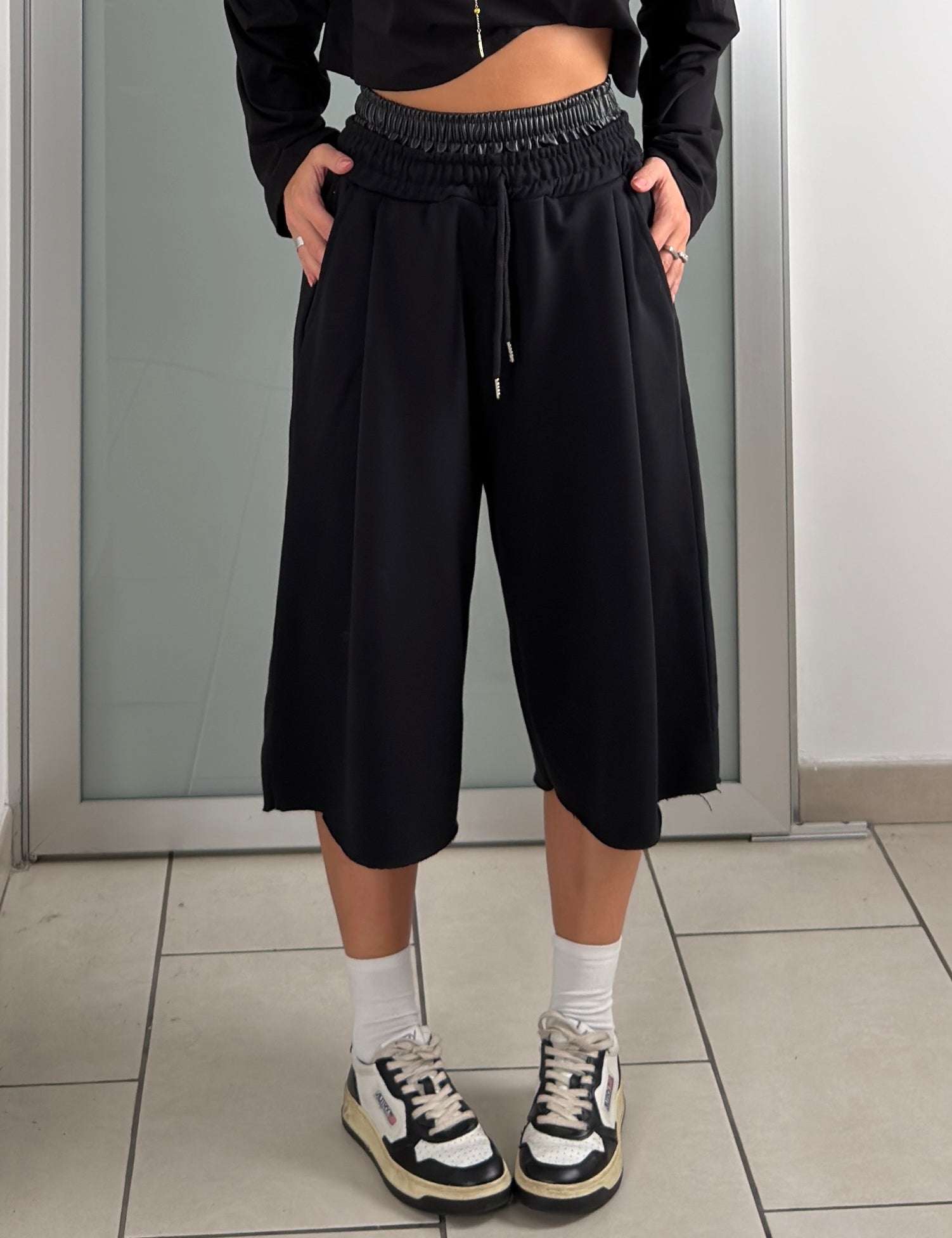 Jorts doppio elastico in ecopelle