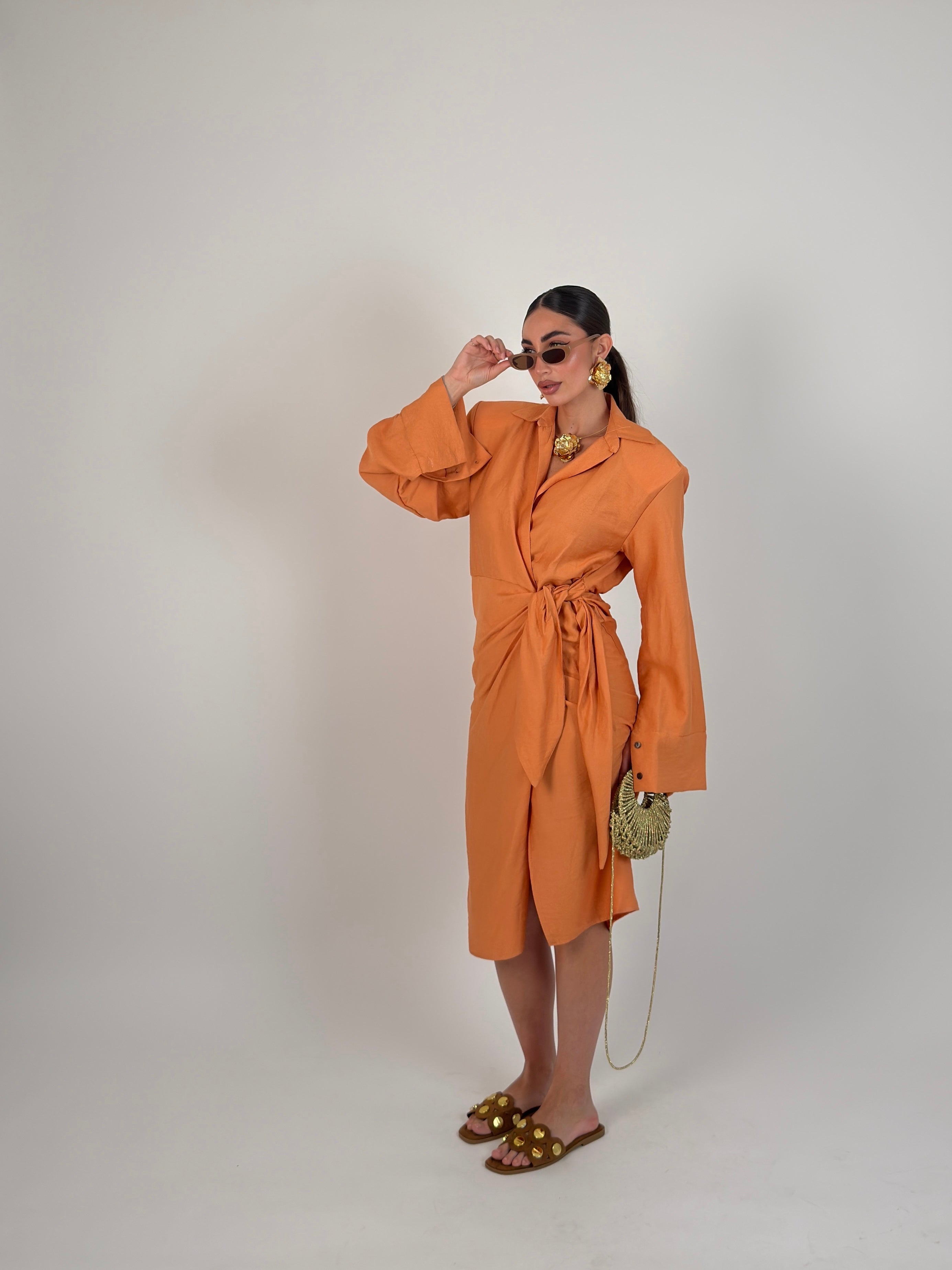 Vestito midi portafoglio semplice