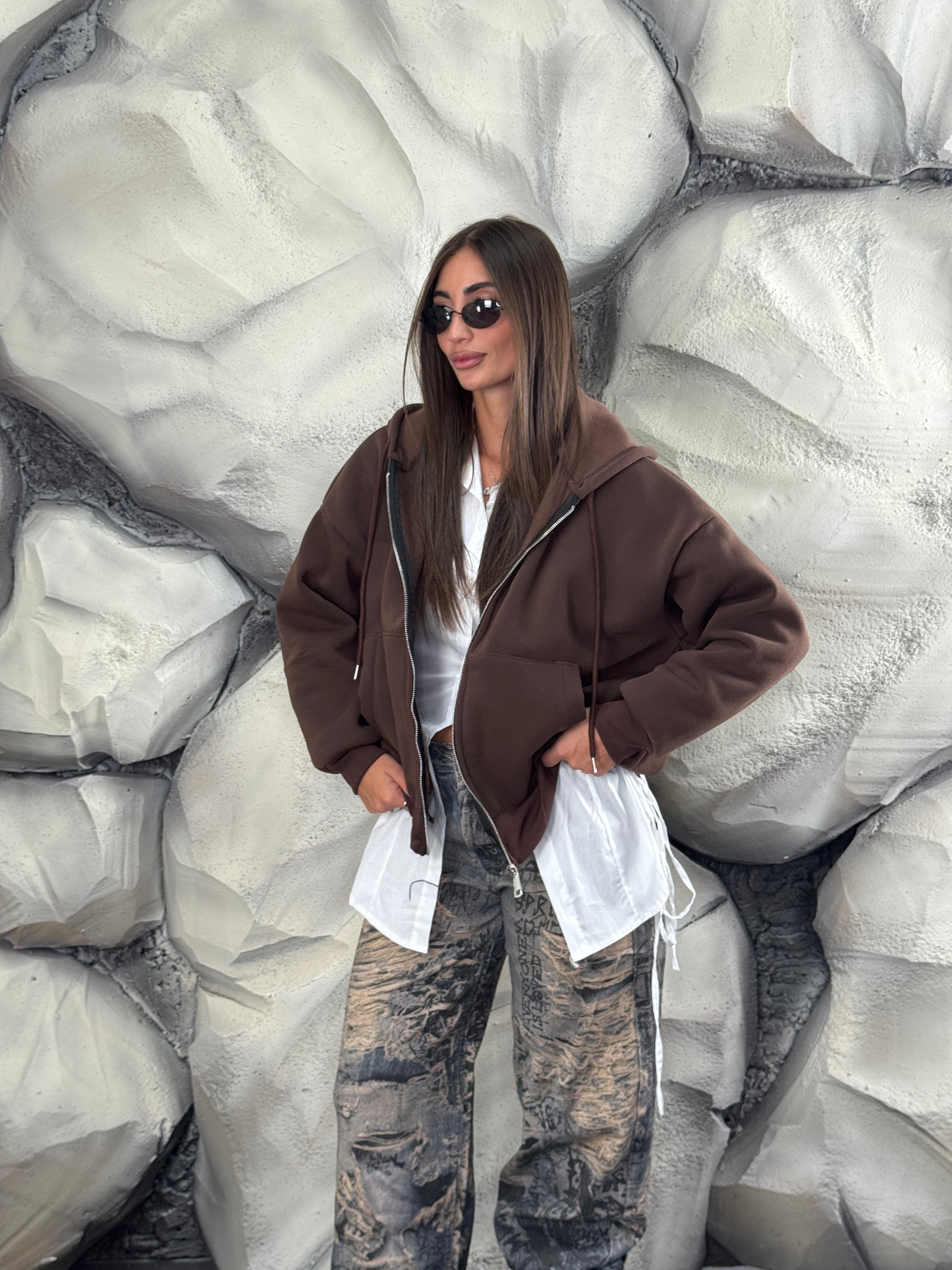 Felpa con zip e cappuccio
