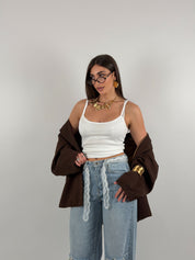 Top cotone a costine