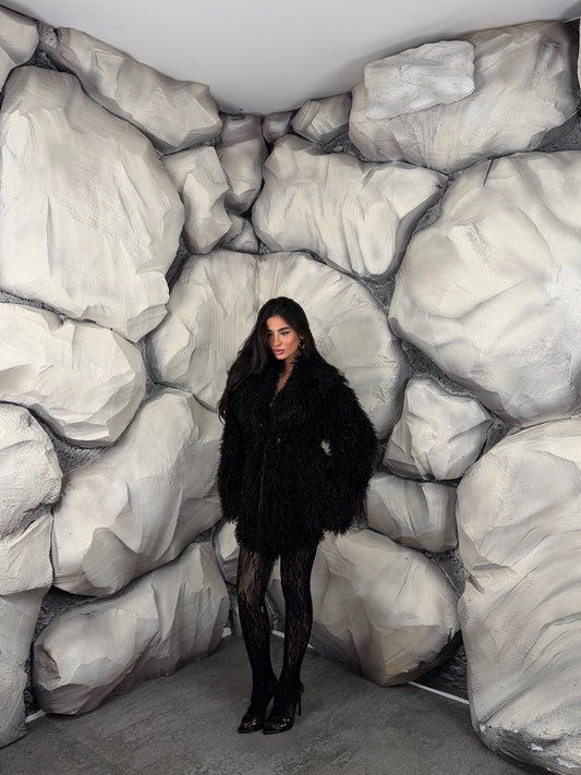 Ecofur curly long black