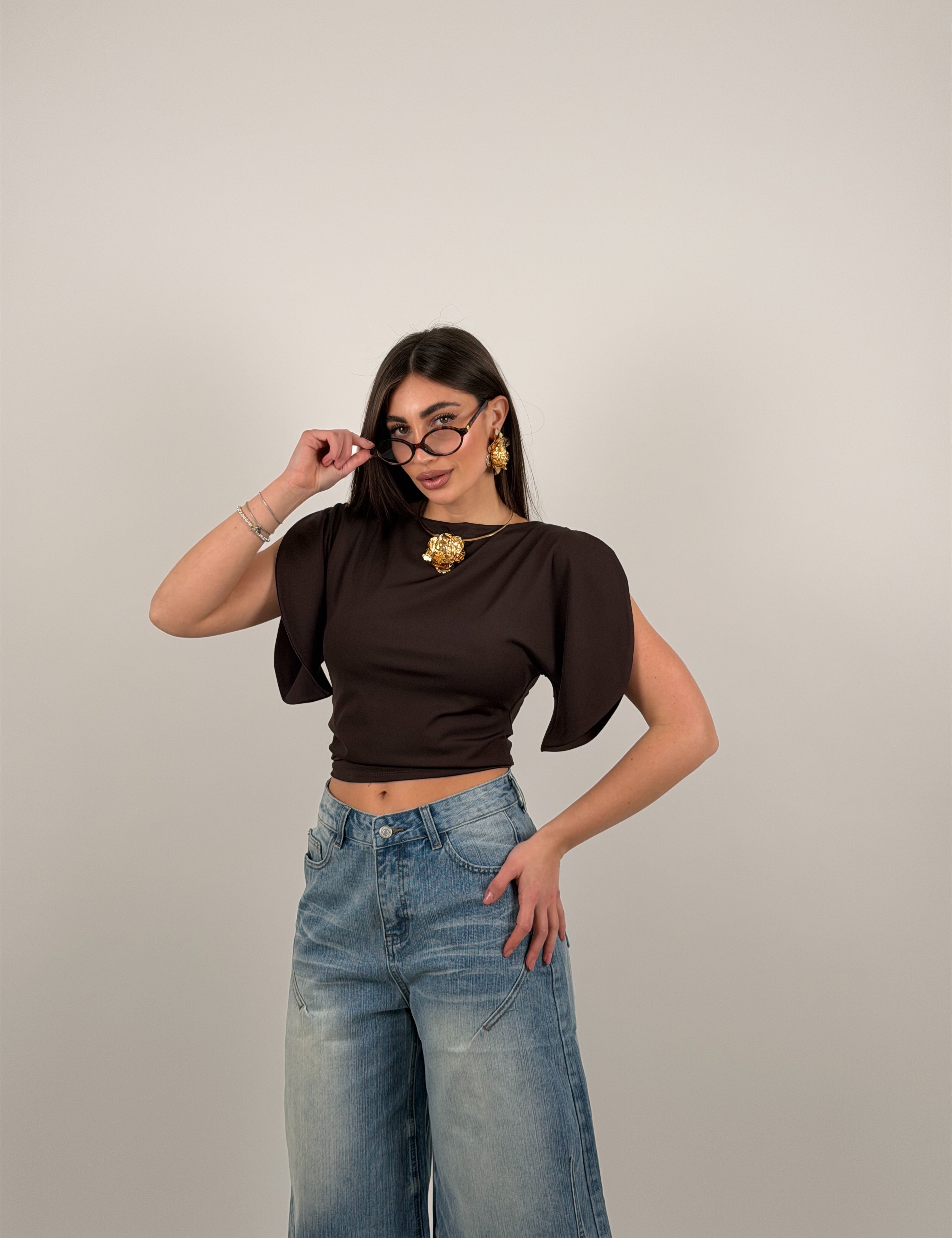Maglia con mezza manica aperta in lycra