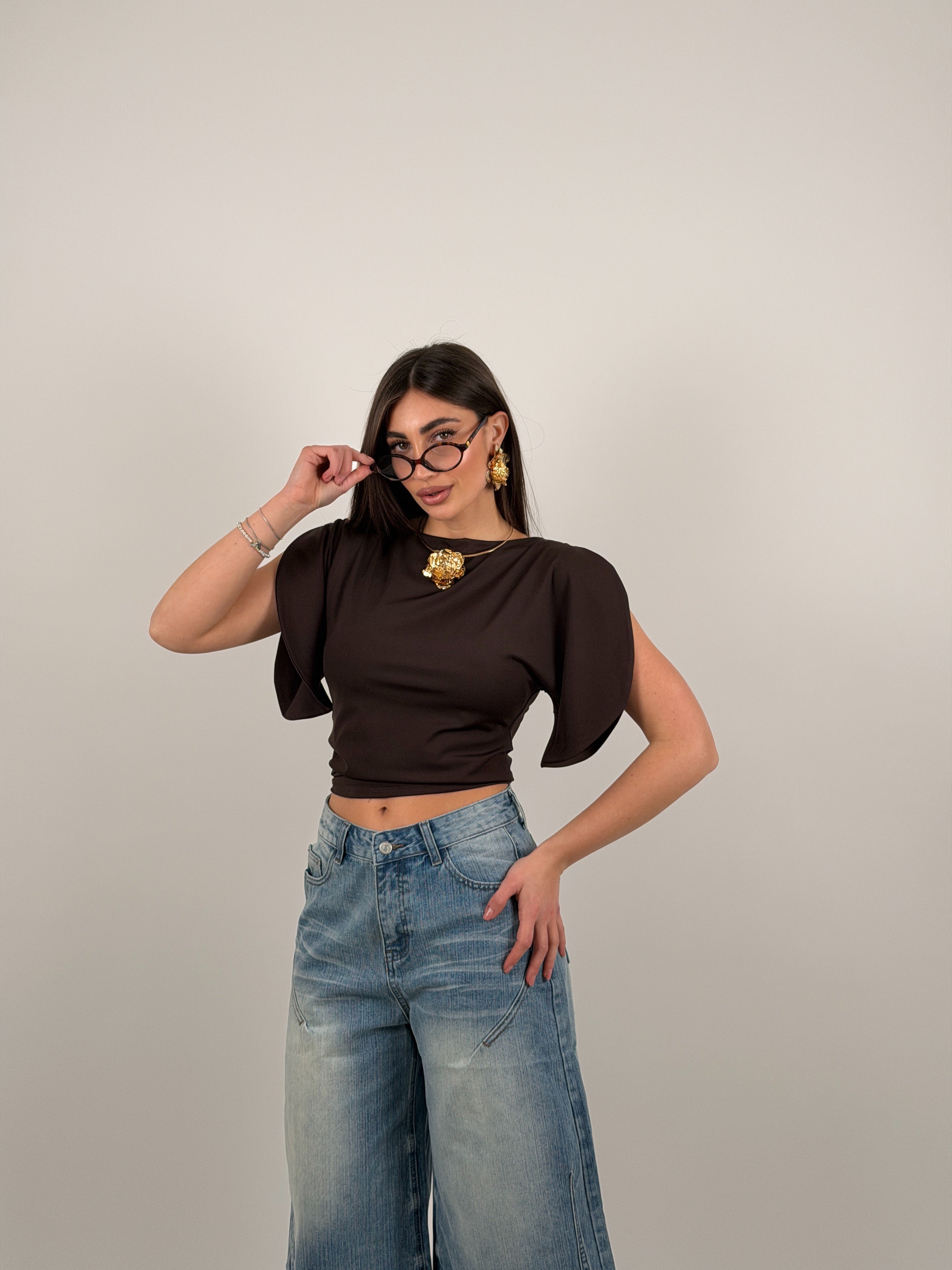 Maglia con mezza manica aperta in lycra