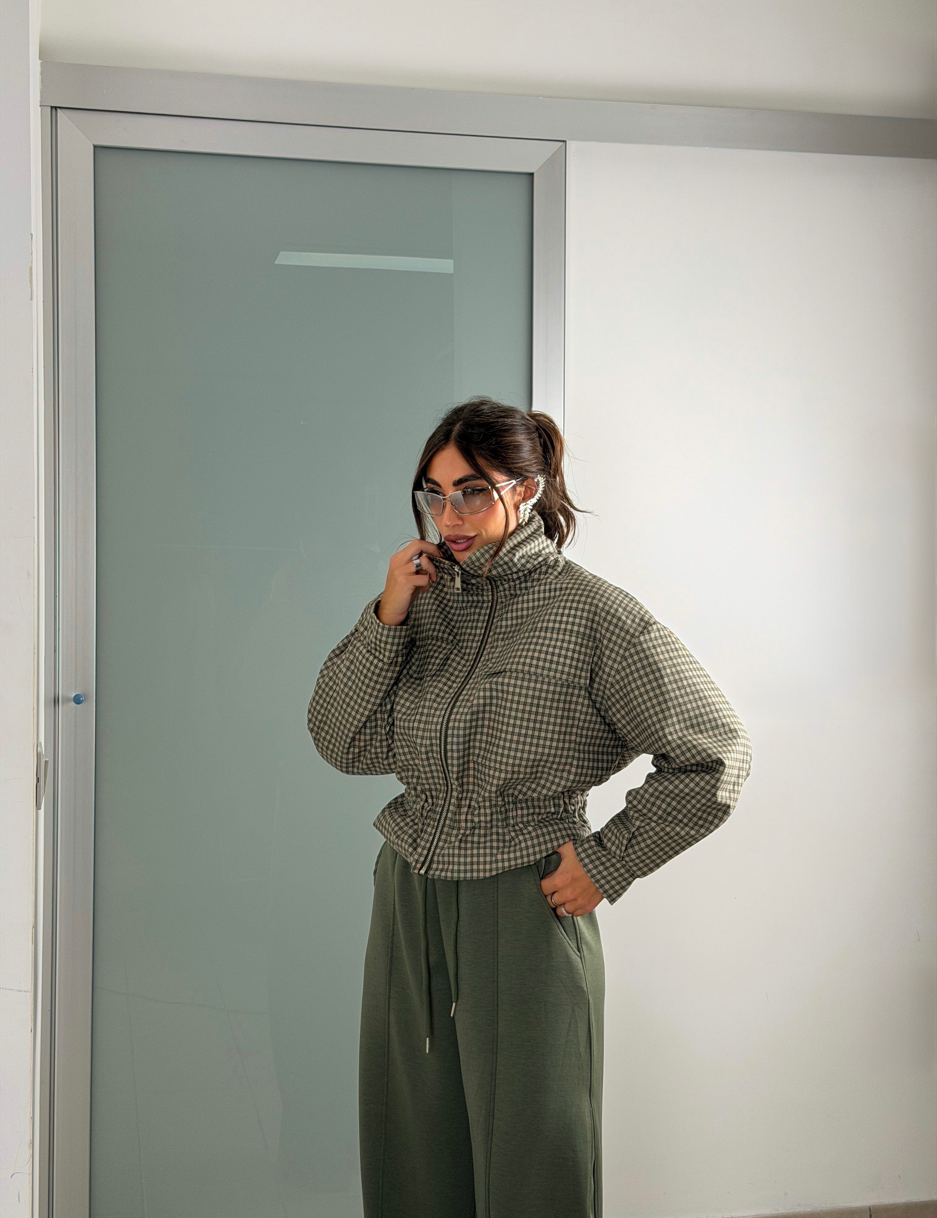 Giacca trench a quadri