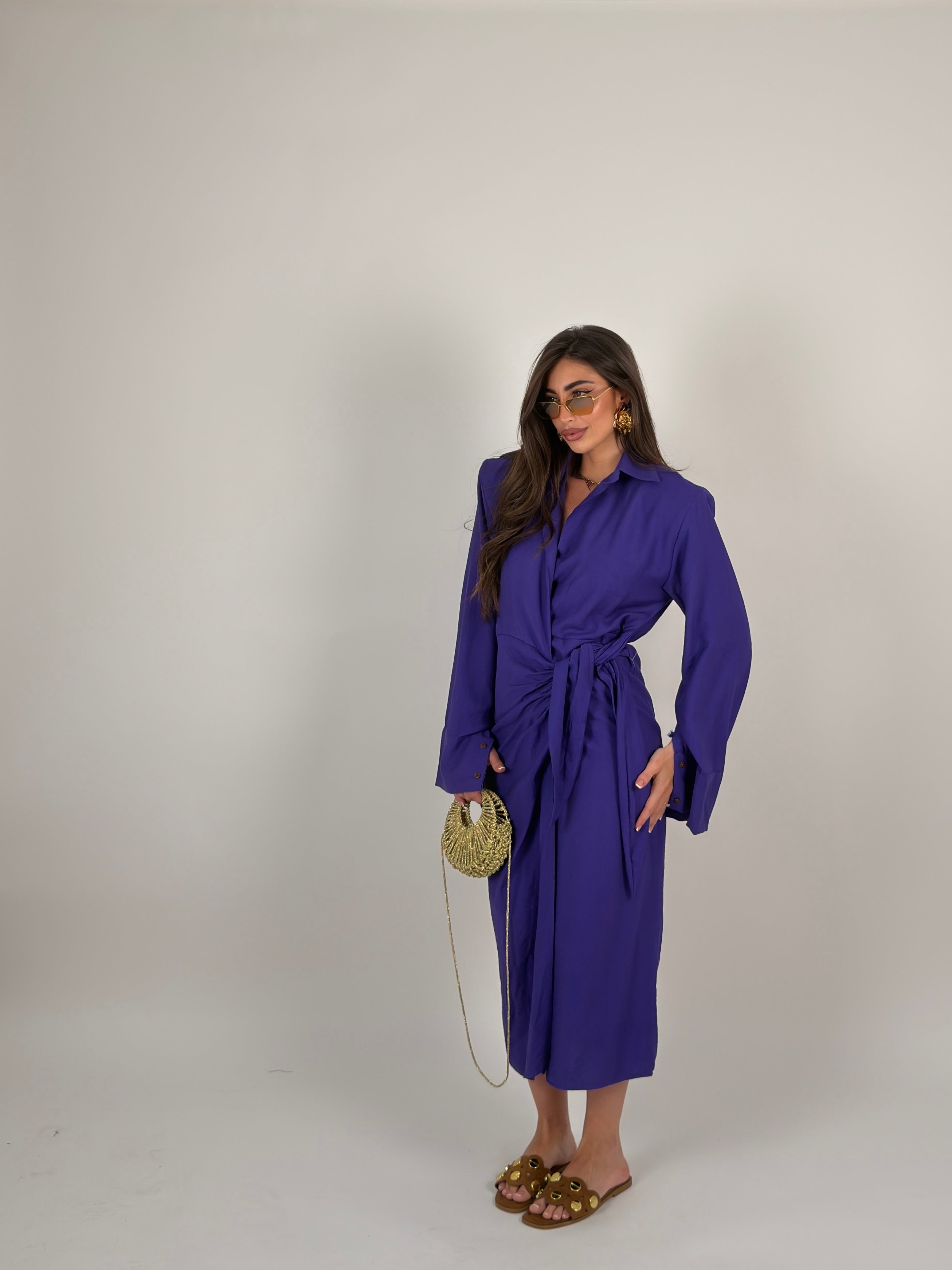 Vestito midi portafoglio semplice
