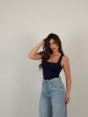 Body scollo quadrato con bottoncini