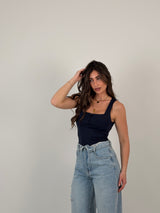 Body scollo quadrato con bottoncini