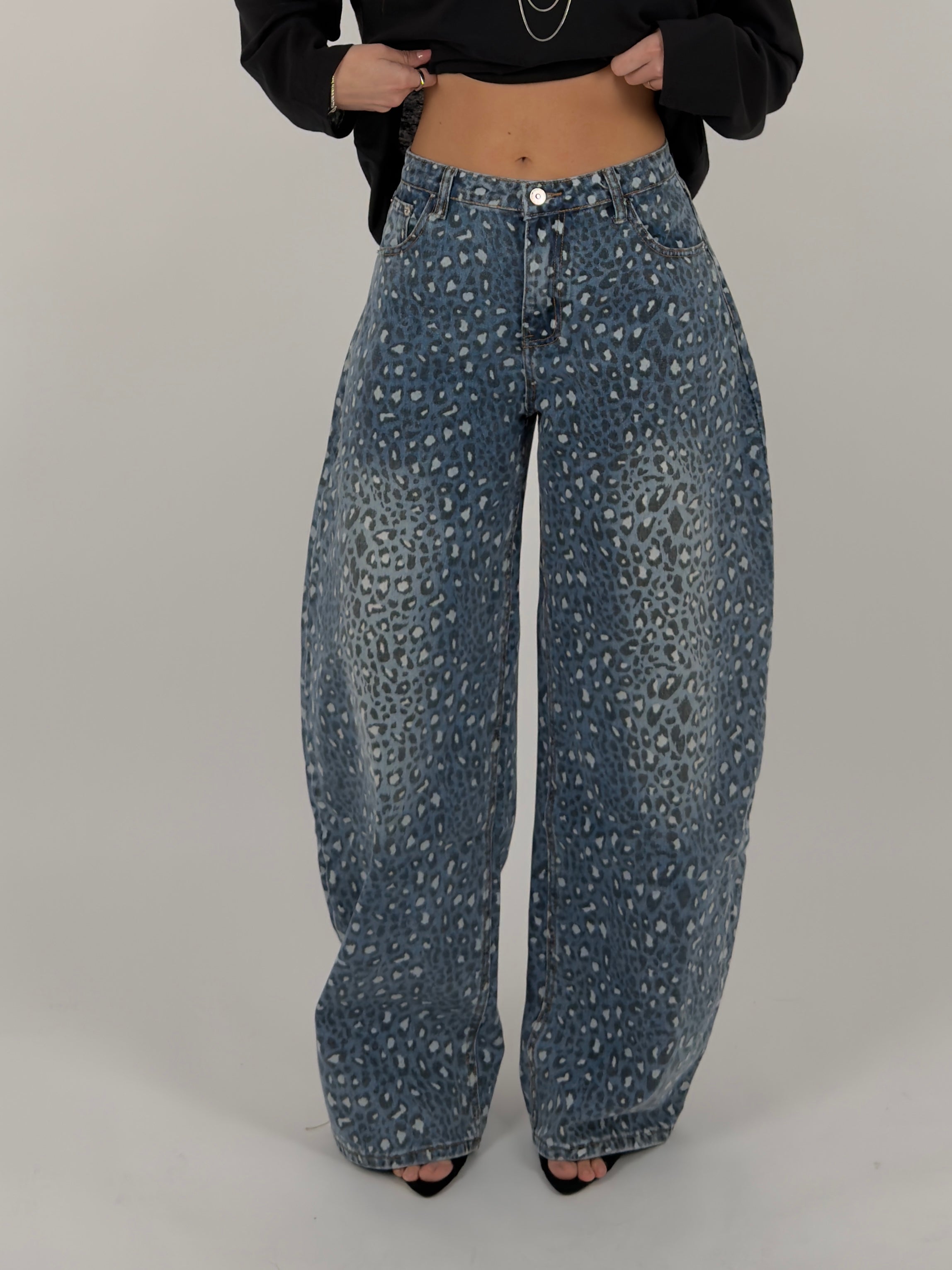 Jeans ballon maculato