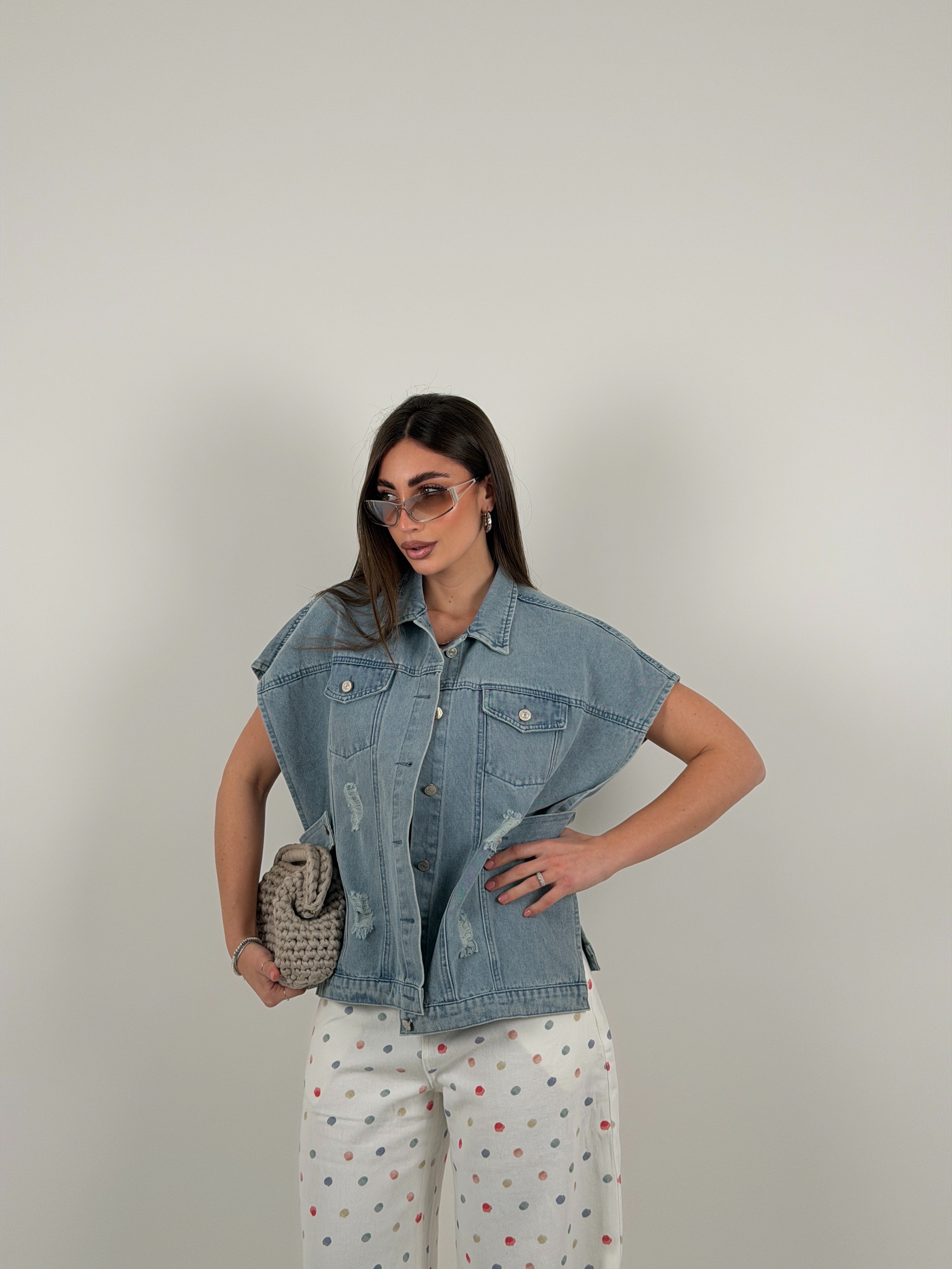 Gilet lungo, aperto sul lato