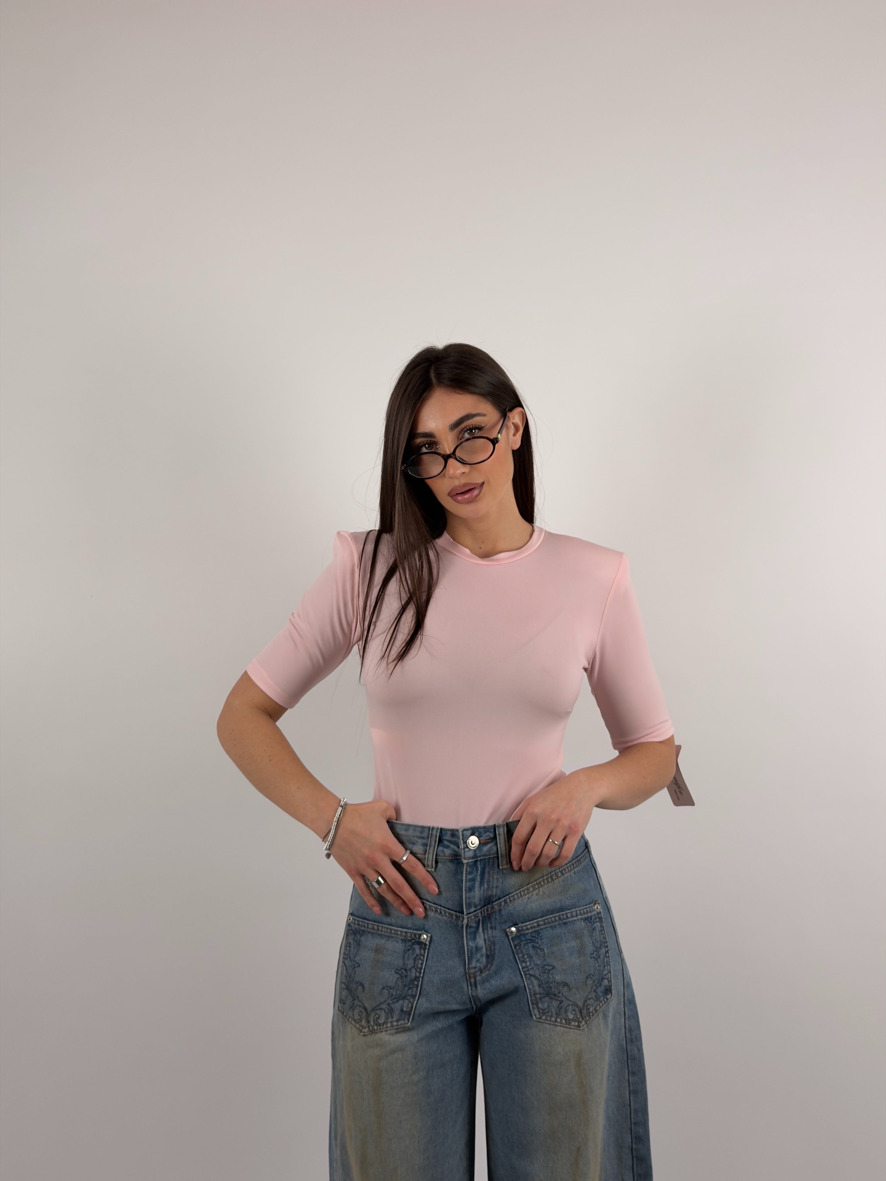 Body con spalline e girocollo