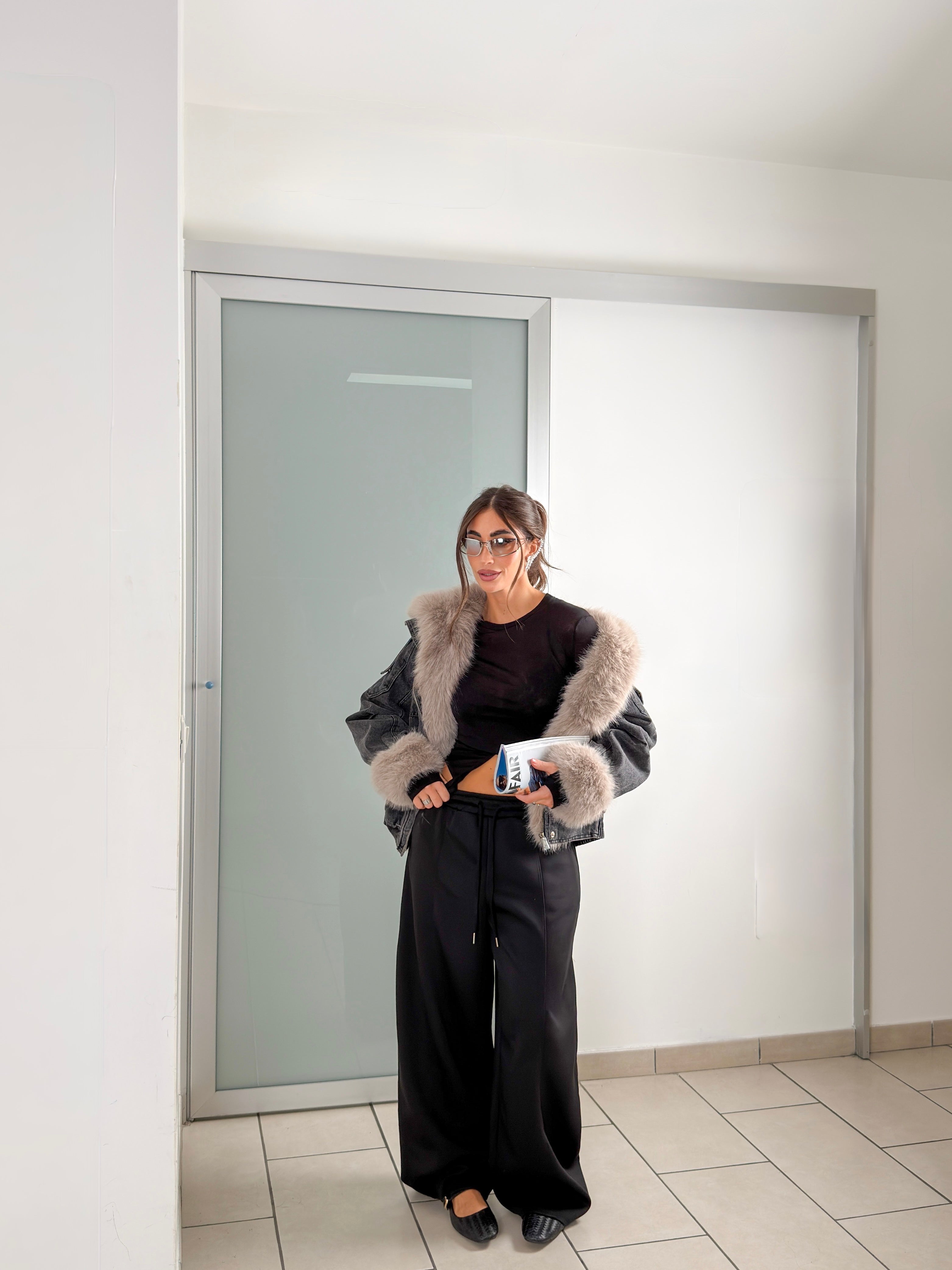 Giacca in denim con pelliccia