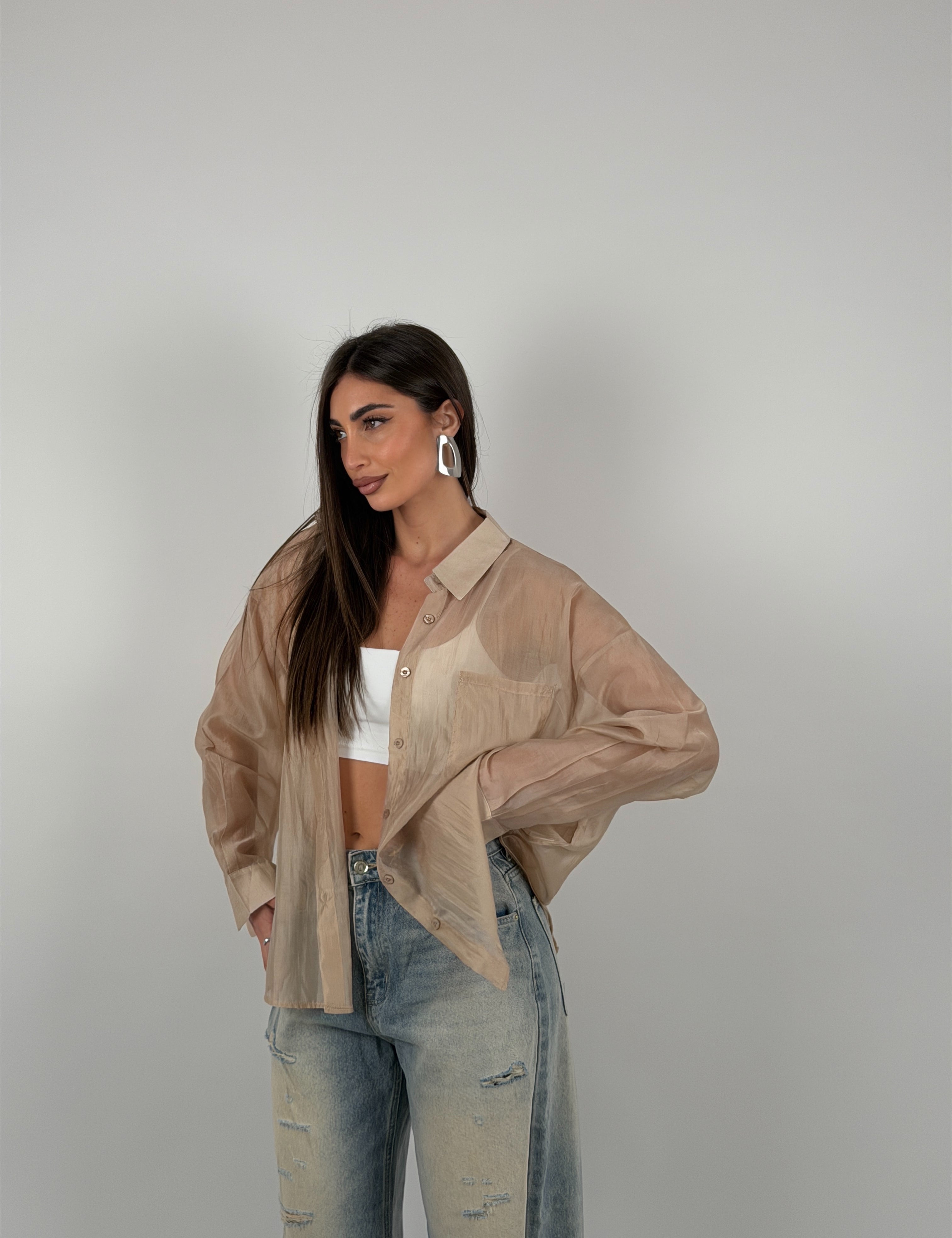 Camicia semivelata oversize