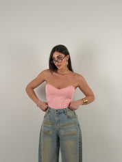 Top in lycra a fascia steccato