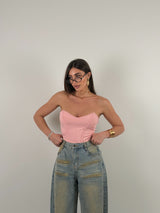 Top in lycra a fascia steccato