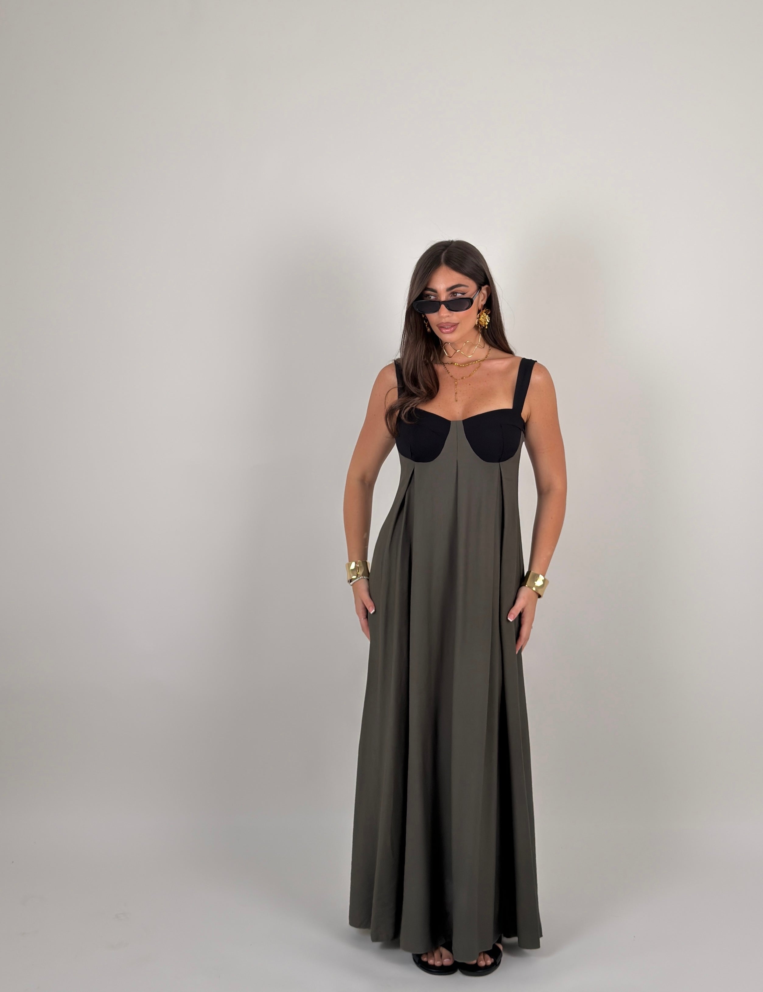Vestito bicolor lungo