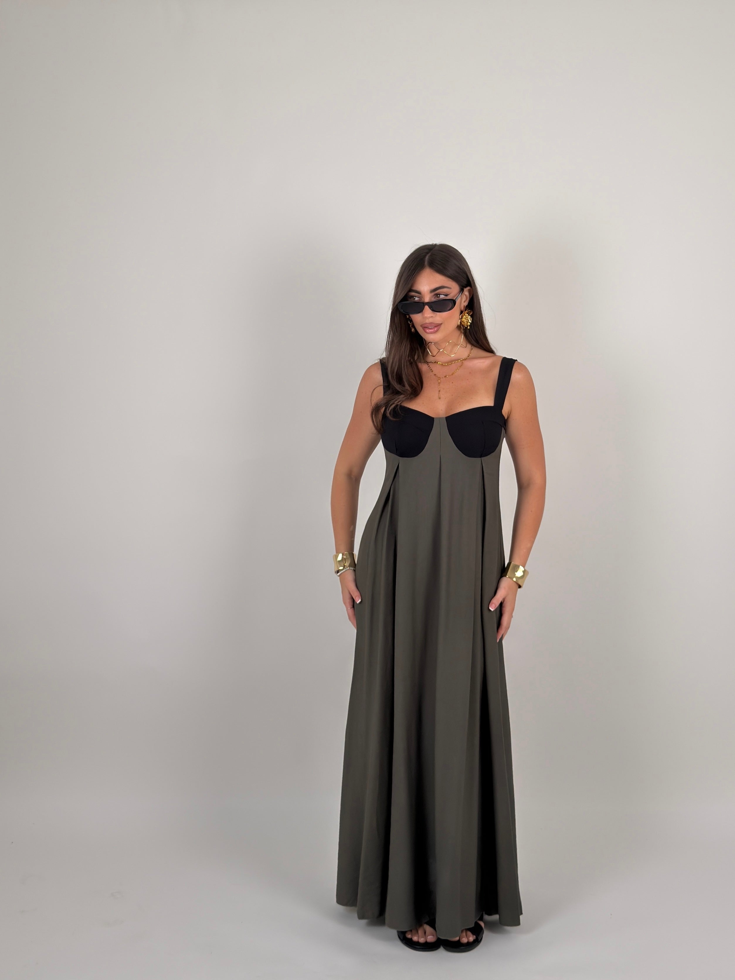 Vestito bicolor lungo