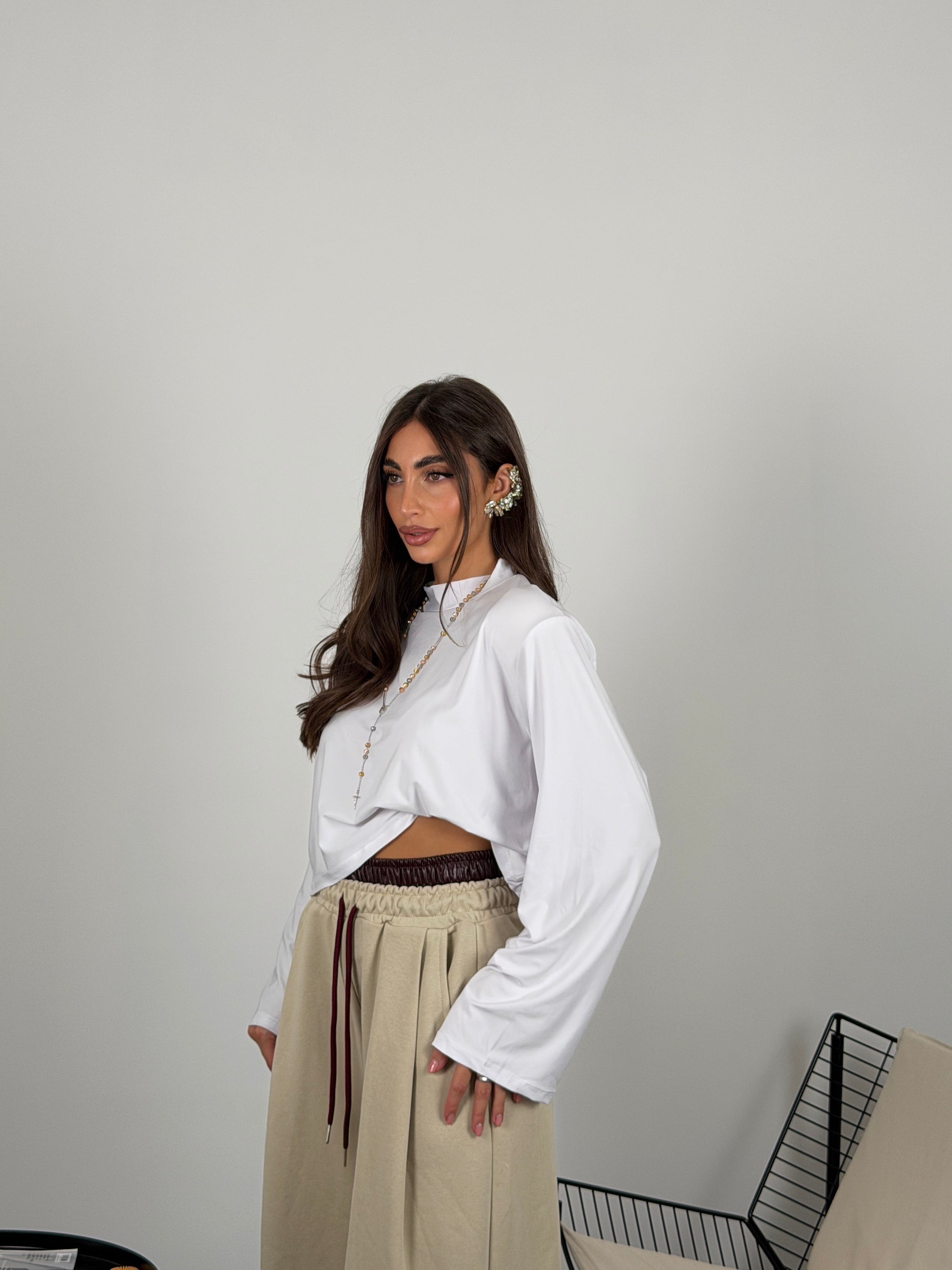 Maglia semplice crop in lycra